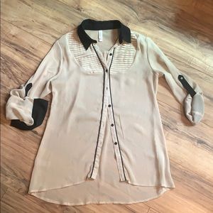 Cream & Black button up blouse